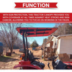 Tractor Canopy Compatible with All ROPS 48-3/8" X 48-3/8" Equipped Tractors and Mowers with a 2" x 2" or 2" x 3" ROPS (Will Add About 4'' to The Height of The Tractor, Red/Orange/Green/Wthite)