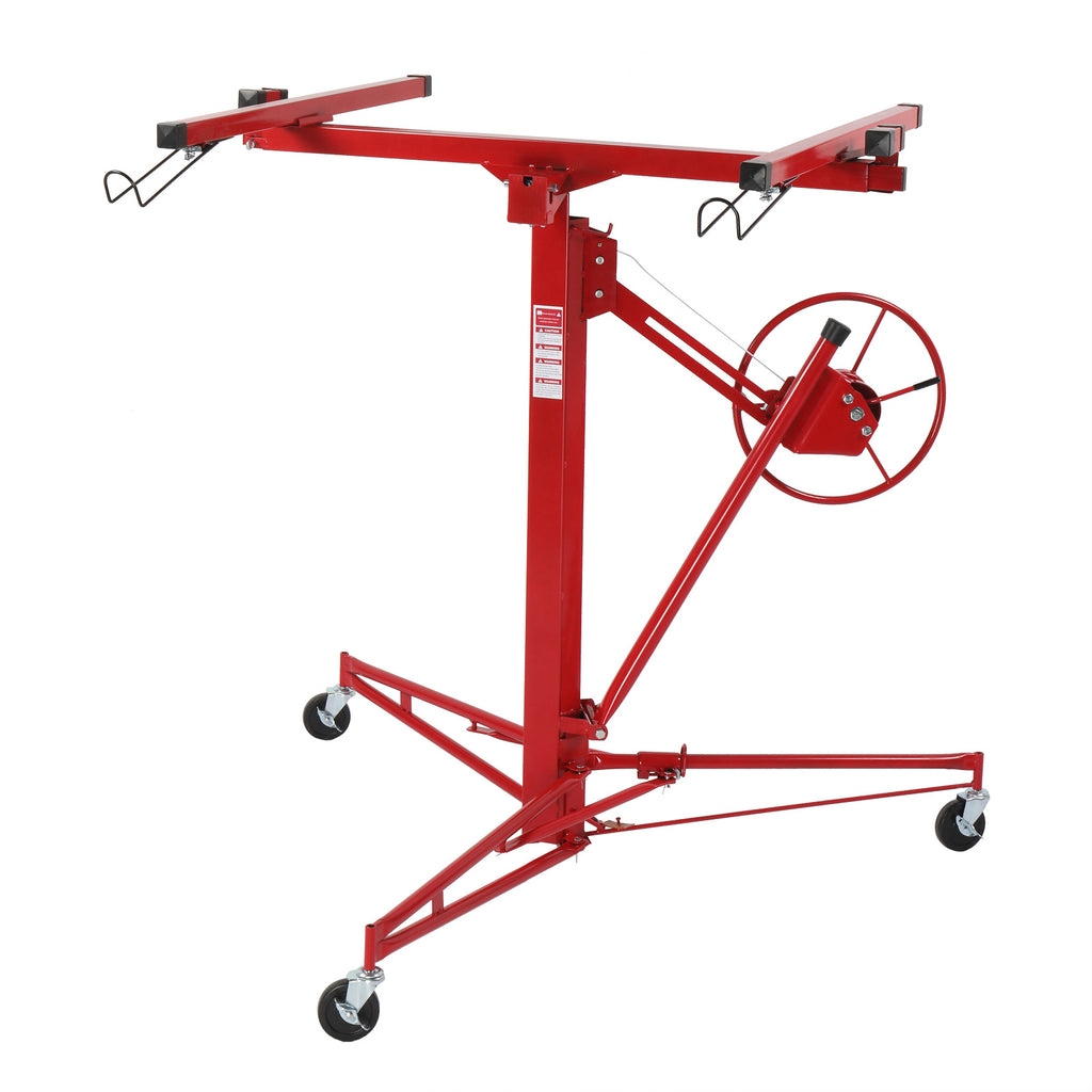 16ft Drywall Lifter Panel Hoist Dry Wall Rolling Caster Lifter Construction Tool 150LB Heavy Duty Sheetrock Hoist Holder Red