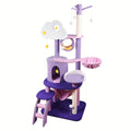 65in Cat Tree Cute for Indoor Cats Pink Moon Cat Tree Tower with Scratching Post, Hammock And Condo Large Tall Cat Tree for Kittens Cats