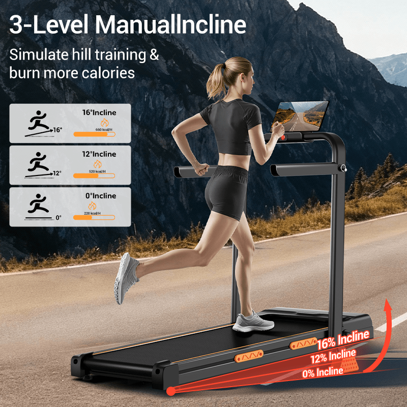 Walking Pad with 16% Incline, 6.3MPH Treadmill for Home Use with Incline, LED Display, 2.5 HP Quiet Small Walking Machine for Home and Office, Maximum User Weight 300Lbs.