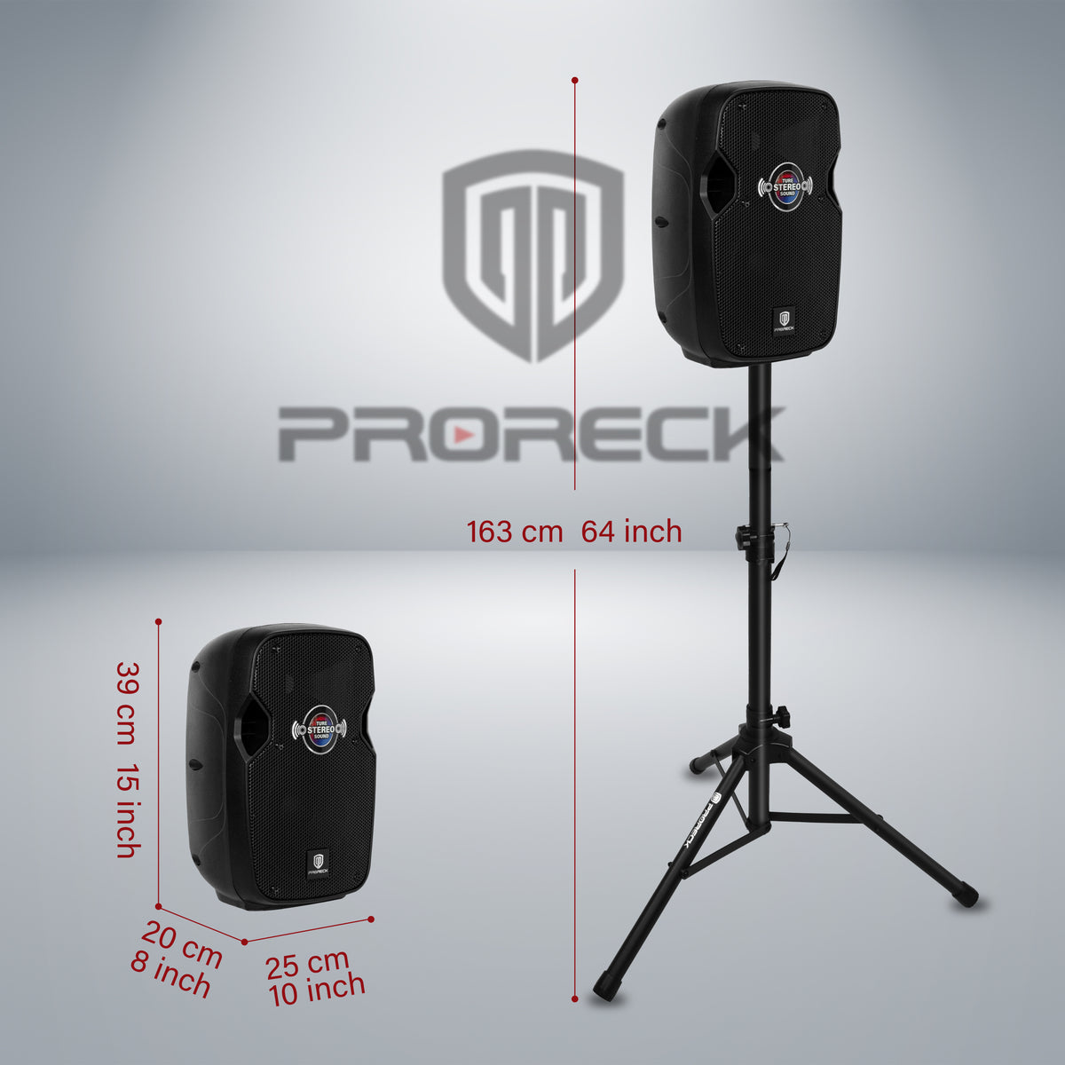 900W P.M.P.O. True Stereo Powered Wireless PA Speaker System with Active and Passive Loudspeakers, Wired Microphone, Stands, Remote, MP3/USB/SD/AUX Inputs