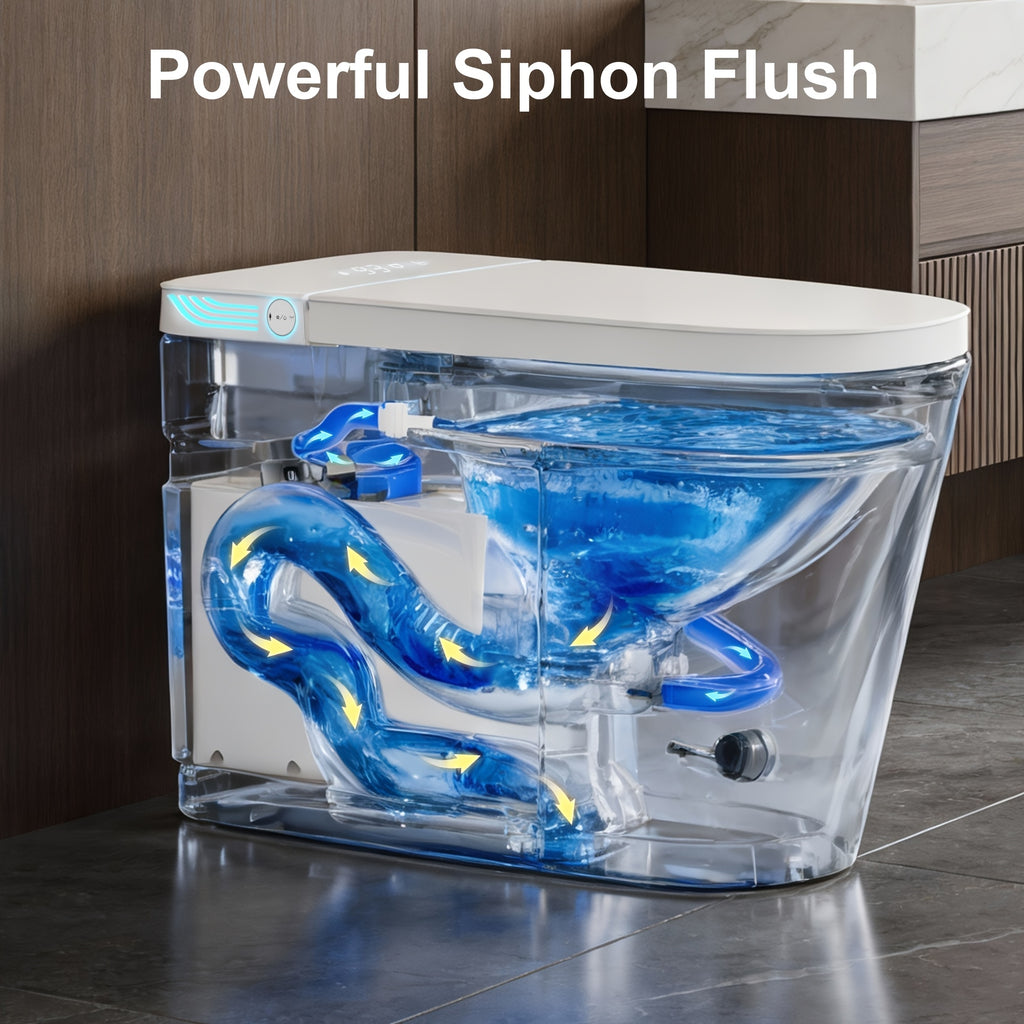 Smart Toilet with Built-in Bidet Function; Bidet Toilet with Heated Seat And Night Light; Modern Tankless Toilet, One-piece Design Featuring Soft-close Lid, Drying Function, Foot Sensor, Automatic Lid, And Seat Functions.