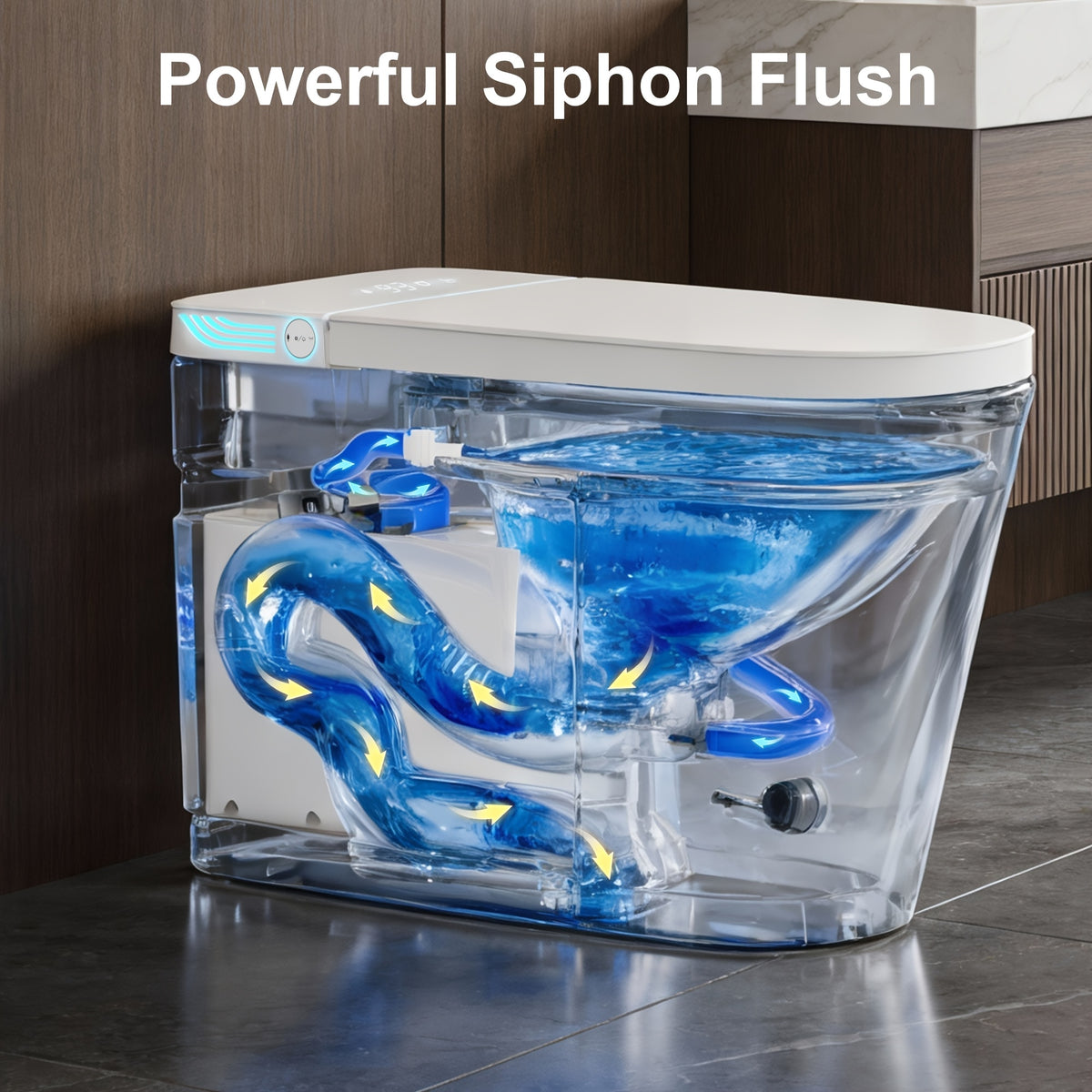 Smart Toilet with Built-in Bidet Function; Bidet Toilet with Heated Seat And Night Light; Modern Tankless Toilet, One-piece Design Featuring Soft-close Lid, Drying Function, Foot Sensor, Automatic Lid, And Seat Functions.