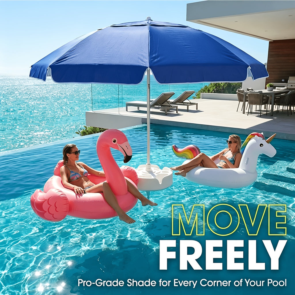 7FT Portable Poolside Umbrella with Base And Cup Holder, Ideal for Sun Protection at Pools, Beaches, And Lakes, Comes with Carry Bag