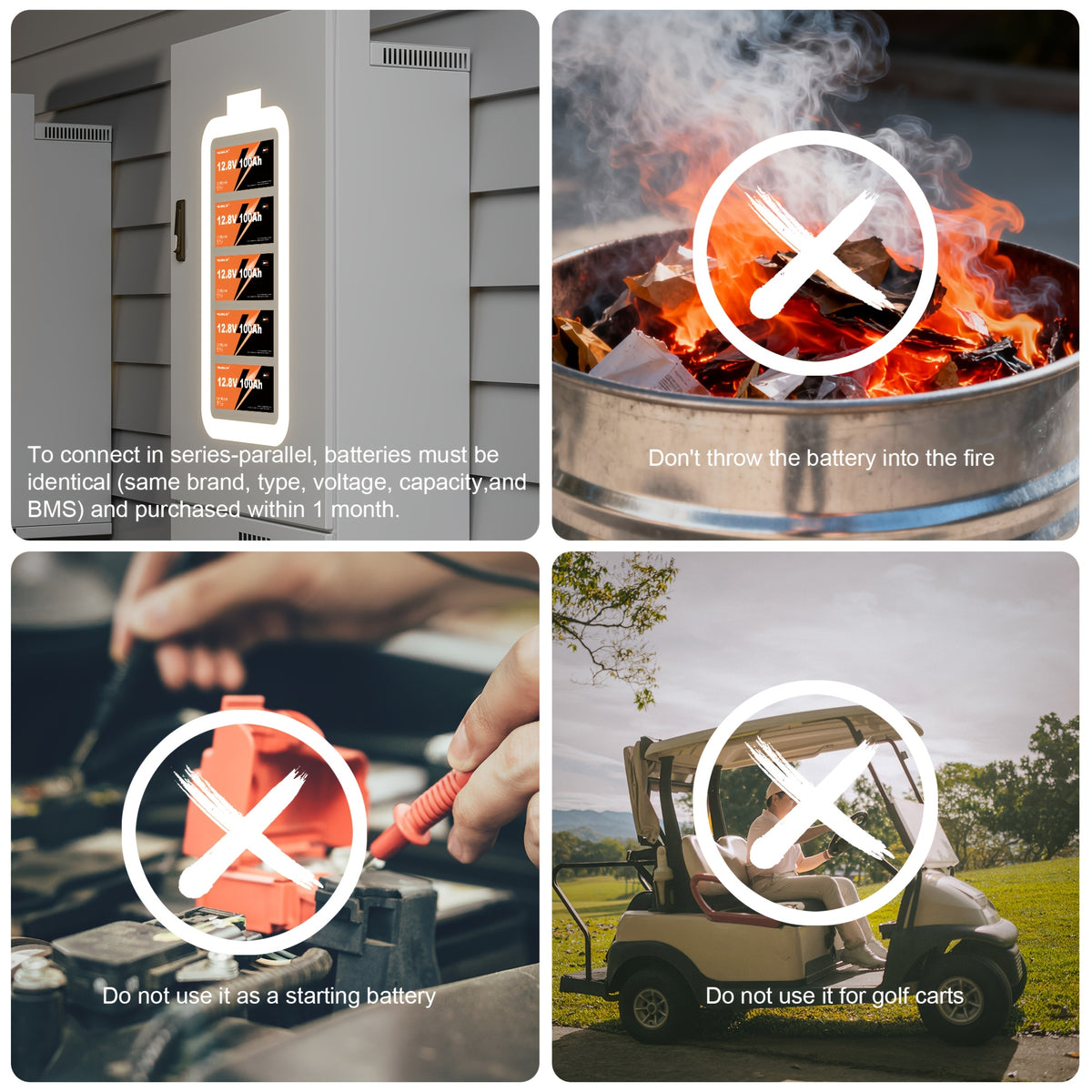 12V 100Ah/100Ah*2/150AH MAX LiFePO4 Lithium Battery, with 100A BMS, 12V Deep Cycle Marine Battery, Maximum Energy 1280Wh, Low Temperature Protection. High Performance, Suitable for Home Or Outdoor Use.