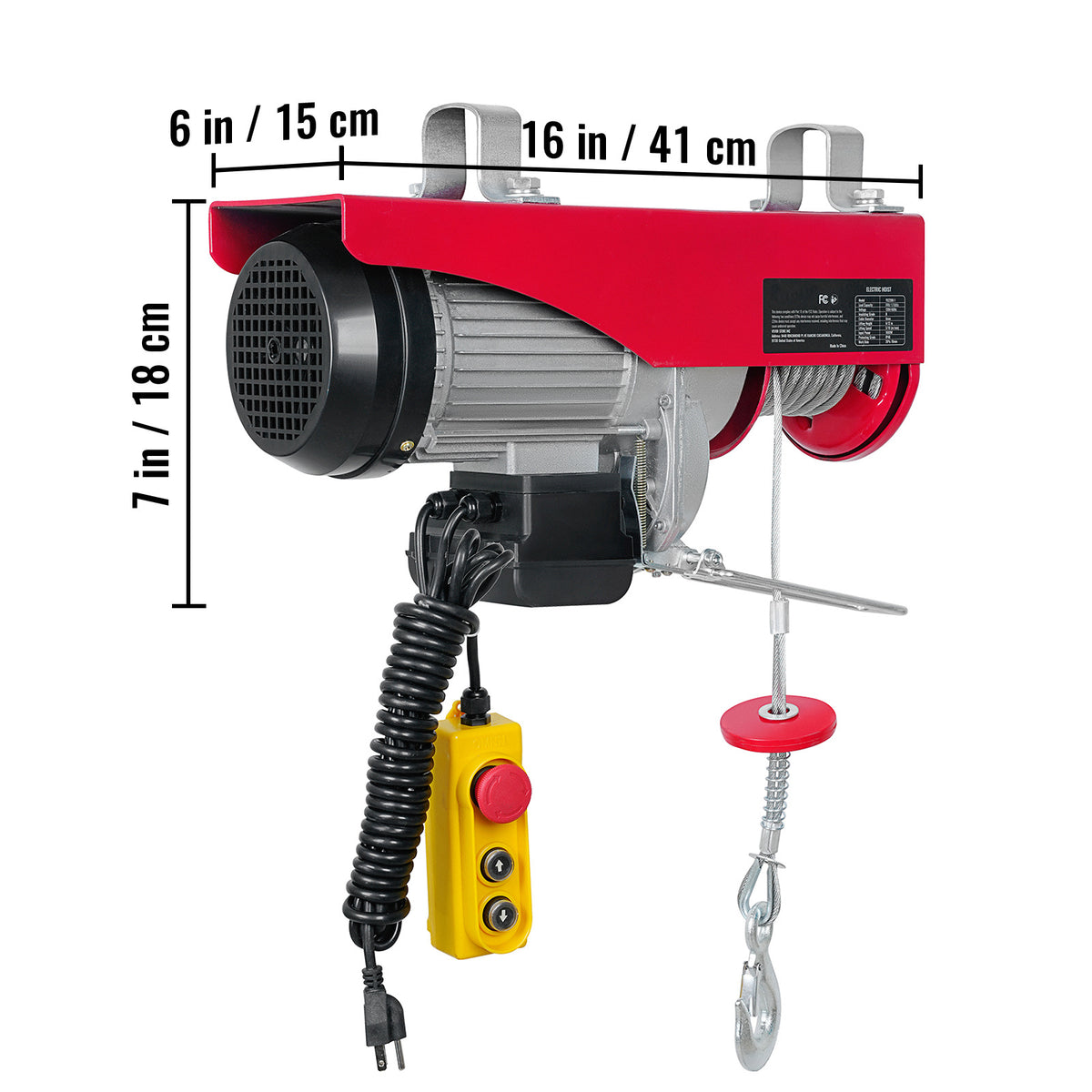 VEVOR Electric Hoist 1760lbs with 14ft Wired Remote Control, Electric Hoist 120 Volt with 40ft Single Cable Lifting Height & Pure Copper Motor, for Garage Warehouse Factory