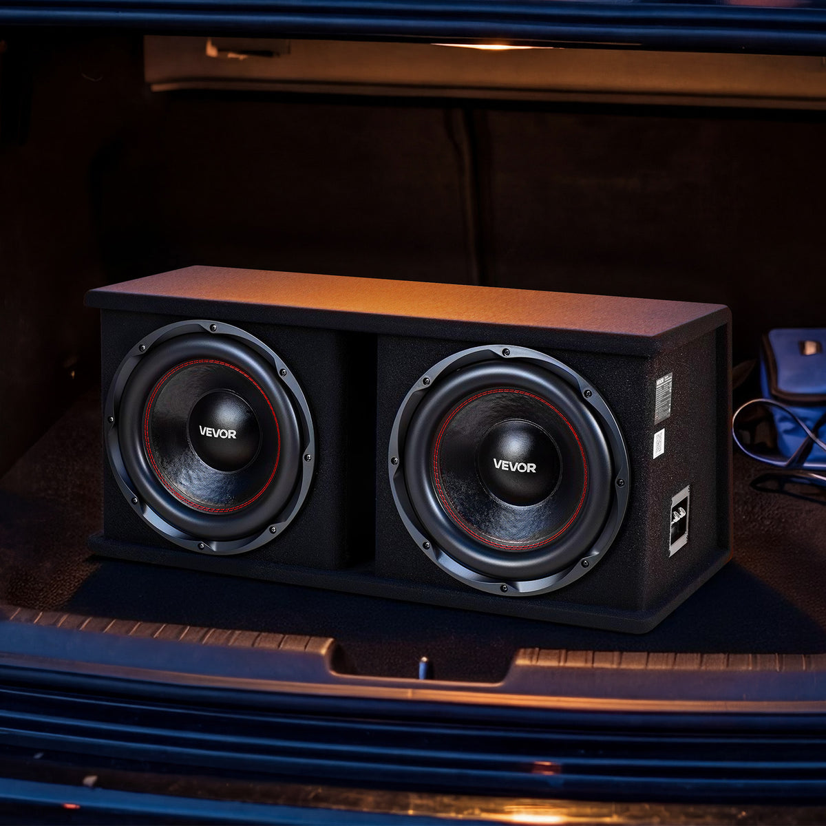 VEVOR Subwoofer Bass Package, 12 in, 1200W RMS, Dual Car Audio Subwoofer and Amp Package, with Loaded Enclosure, Separate Amplifier, and Wiring Kit, for Various Vehicles Trunks, Car Audio Systems