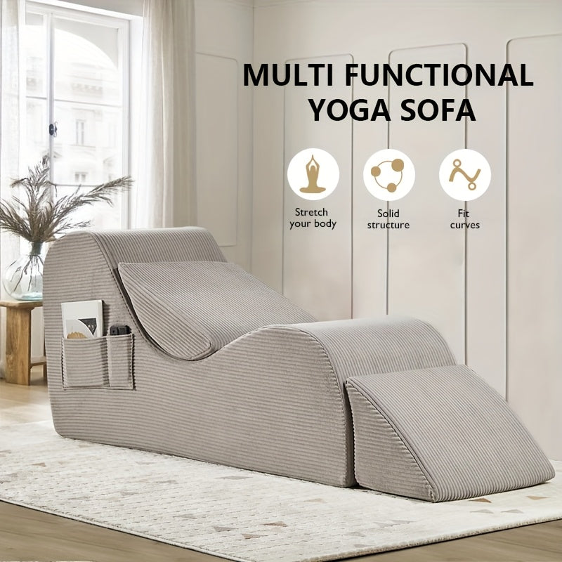 Multi-Functional Yoga, Stretching And Relaxation Curved Sofa Chair - Adult Ergonomic Design, with Adjustable Headrest, Non-Slip Bottom Yoga Chair, Suitable for Bedroom, Living Room And Indoor Furniture