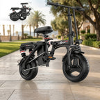 500W Adult Folding Electric Bicycle - 20 MPH, 25-Mile Range, 48V 15Ah High-Capacity Removable Battery, 14-Inch All-Terrain Tires, Dual-Seat Design, Three Riding Modes (Electric, Pedal-Assist, And Pedal), Multi-Functional LCD Display.