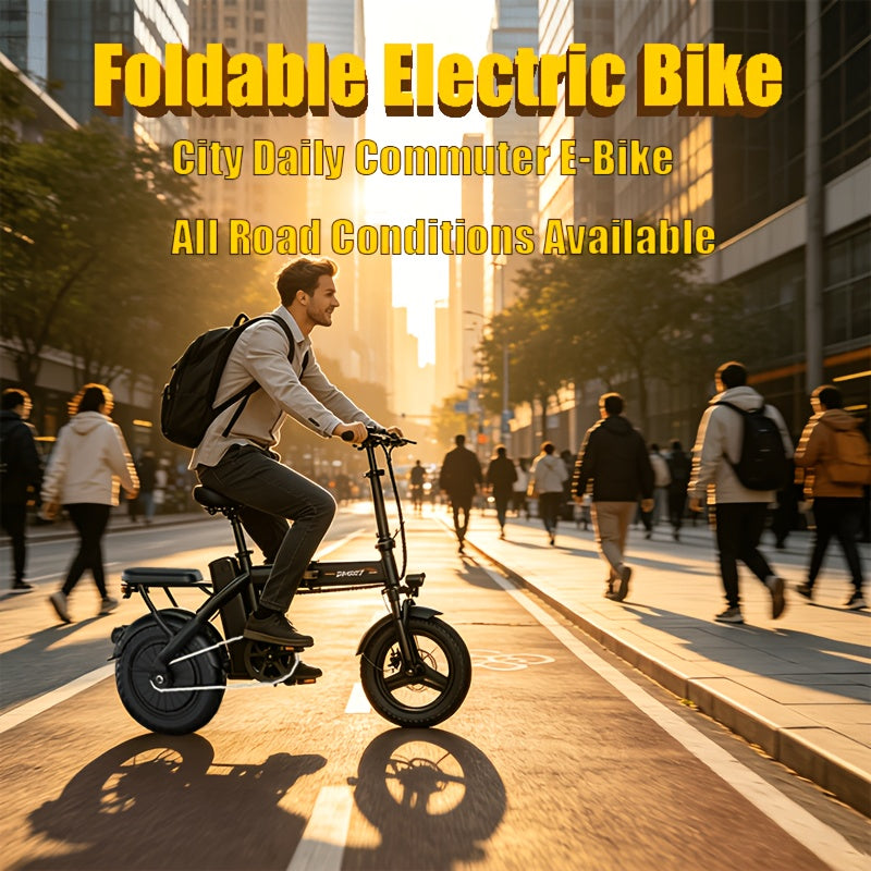 14-Inch Lightweight Folding Electric Bike, 500W Motor, 19.9 MPH Max Speed, 48V 6Ah Removable Battery, Portable Compact E-Bike for Adults, Urban Commuting