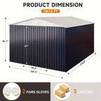 5x3-12x14ft Outdoor Storage Shed, Metal Garden Shed with Updated Frame Structure, Tool Sheds for Backyard Garden Patio Lawn, Black Or White