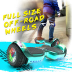 6.5-Inch Hoverboard with 10-Mile Range and 7 MPH Top Speed, Self-Balancing Electric Scooter with Dual Motors, Portable Design and Smooth Riding Performance. The compact 6.5-inch wheels provide responsive handling and easy control, while the rechargeable b
