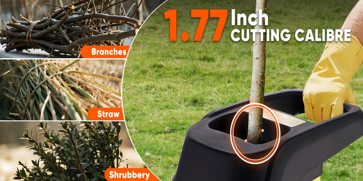 Wood Chipper Shredder, 1.8 Inch Cutting Diameter Heavy Duty Garden Corded Electric Chipper, 15-AMP Electric Wood Chipper Machine, Equipped with 10 Gallon Collecting Bin for Mulching, Garden, Orchard, Courtyard, Farm