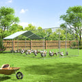 Walk-In Chicken Run with Feeding Port and UV-Resistant Cover, Galvanized Outdoor Poultry Enclosure