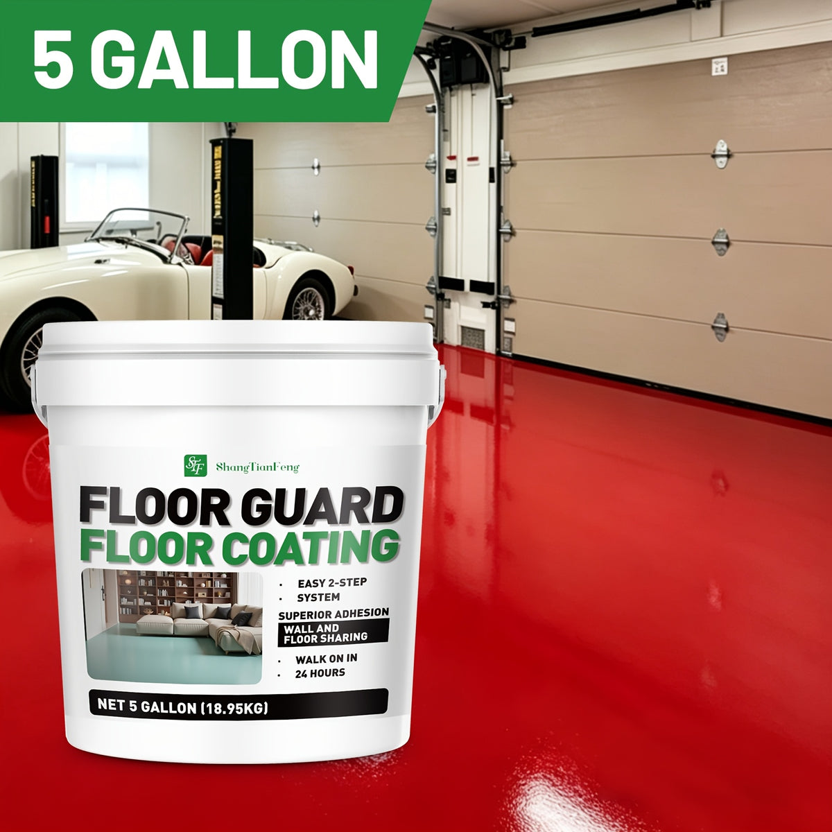 [Epoxy Floor Paint] Epoxy Floor Paint, 5 Gallon For Garage Paint, Waterproof Coating Floor Paint For Garages Basements, Single Component, Scratch Resistant, Ready To Use For Garage Paint, InteriorExterior Concrete Floor Paint For Porches, Interior Walls
