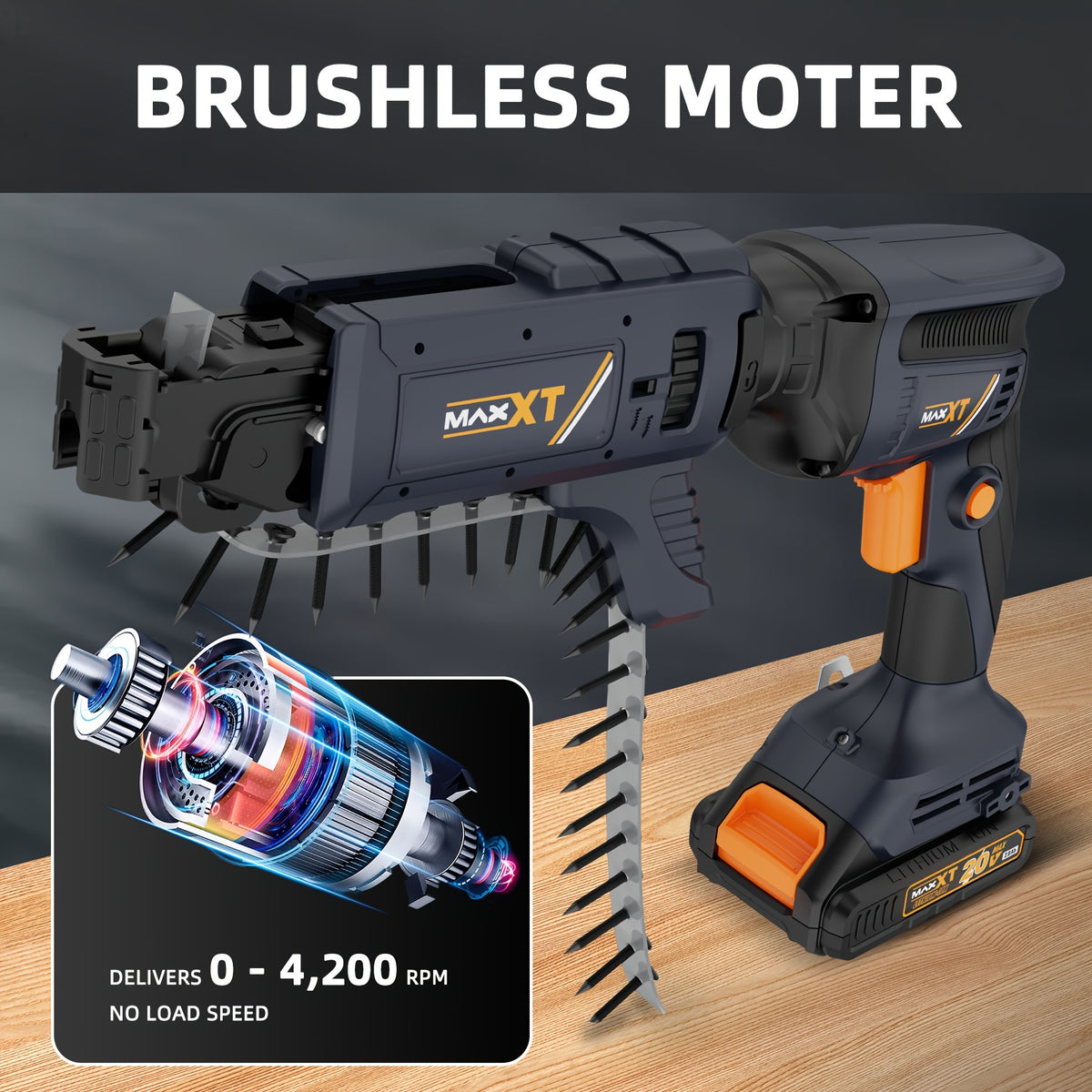 Drywall Screw Gun – MAXXT 20V Cordless Autofeed Screwdriver for Drywall Installation and Construction Projects
