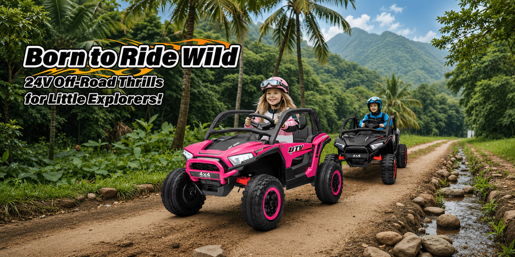 24V Ride-On Car, 2-Seater XL 4X4 Off-Road UTV with Powerful Motors, Remote Control, Music, LED Lights, 20" Wide Seat, 24 Volt Ride-On Toys for Big Kids
