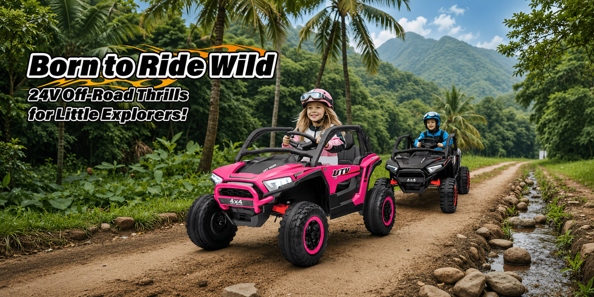 24V Ride-On Car, 2-Seater XL 4X4 Off-Road UTV with Powerful Motors, Remote Control, Music, LED Lights, 20" Wide Seat, 24 Volt Ride-On Toys for Big Kids