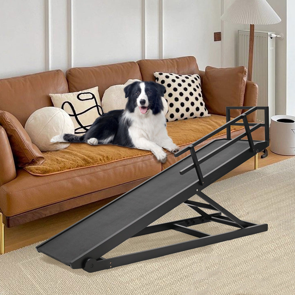 Dog Ramp, Adjustable Height Wooden Folding Pet Ramp for Bed, Couch,SUV-High Traction, Portable Paw Ramps for Small & Large Old Dogs & Cats - Furniture Quality