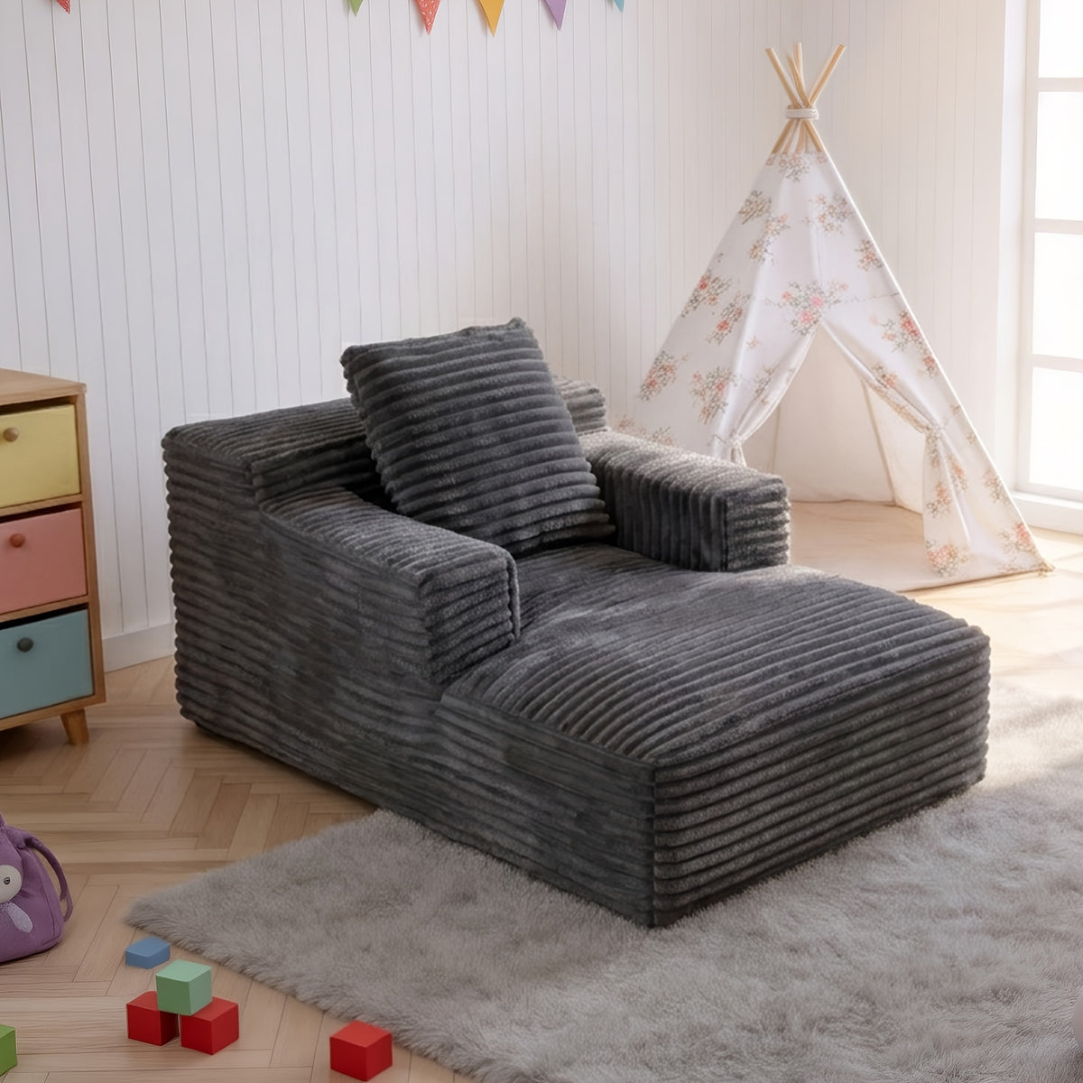 KeepCharm30/68"Recliner Oversized Chaise Lounge Indoor, Additional Cloud-like Cushion No Installation & Easy to Transport Sofa Bed Corduroy Sofa Recliner Chai for Living Room