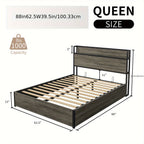 Full Queen King Size Lift Up Storage Bed, Wood Platform Bed Frame with Storage Headboard & Charging Station, No Box Spring Needed, Easy Assembly