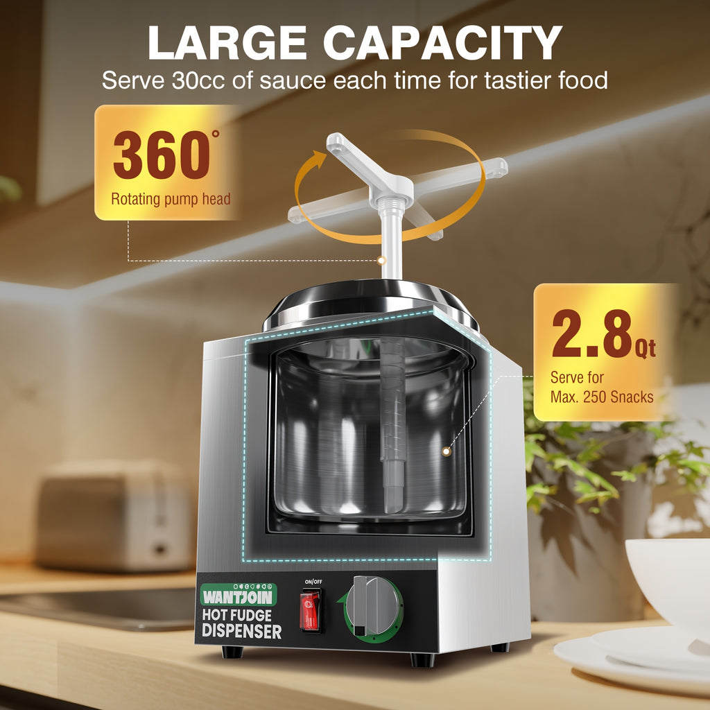 Premium Nacho Cheese Dispenser - Commercial-Grade Stainless Steel Pump Dispenser with Adjustable Temperature Control