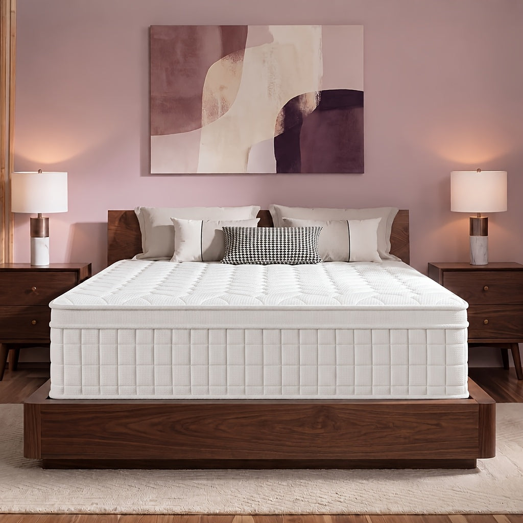 8''/10''/12''/14'' Inch Hybrid Queen Mattress in a Box - Gel Memory Foam And Pocket Springs for Back, Soft And Plush Fiberglass-Free Bed