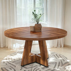 47" Round Dinner Table, Farmhouse Dining Table for 4, Ideal for Dining Room, Kitchen, Or Living Room