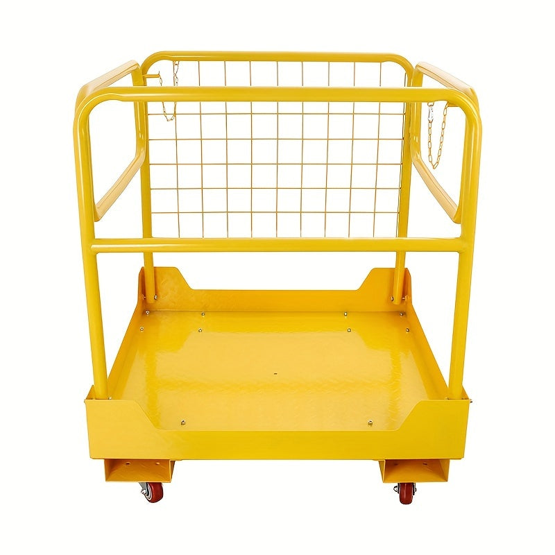 1200LBS Forklift Safety Cage 36X36In Forklift Work Platform with 4 Wheels Collapsible Forklift Basket Aerial Rails for Lifting Loader