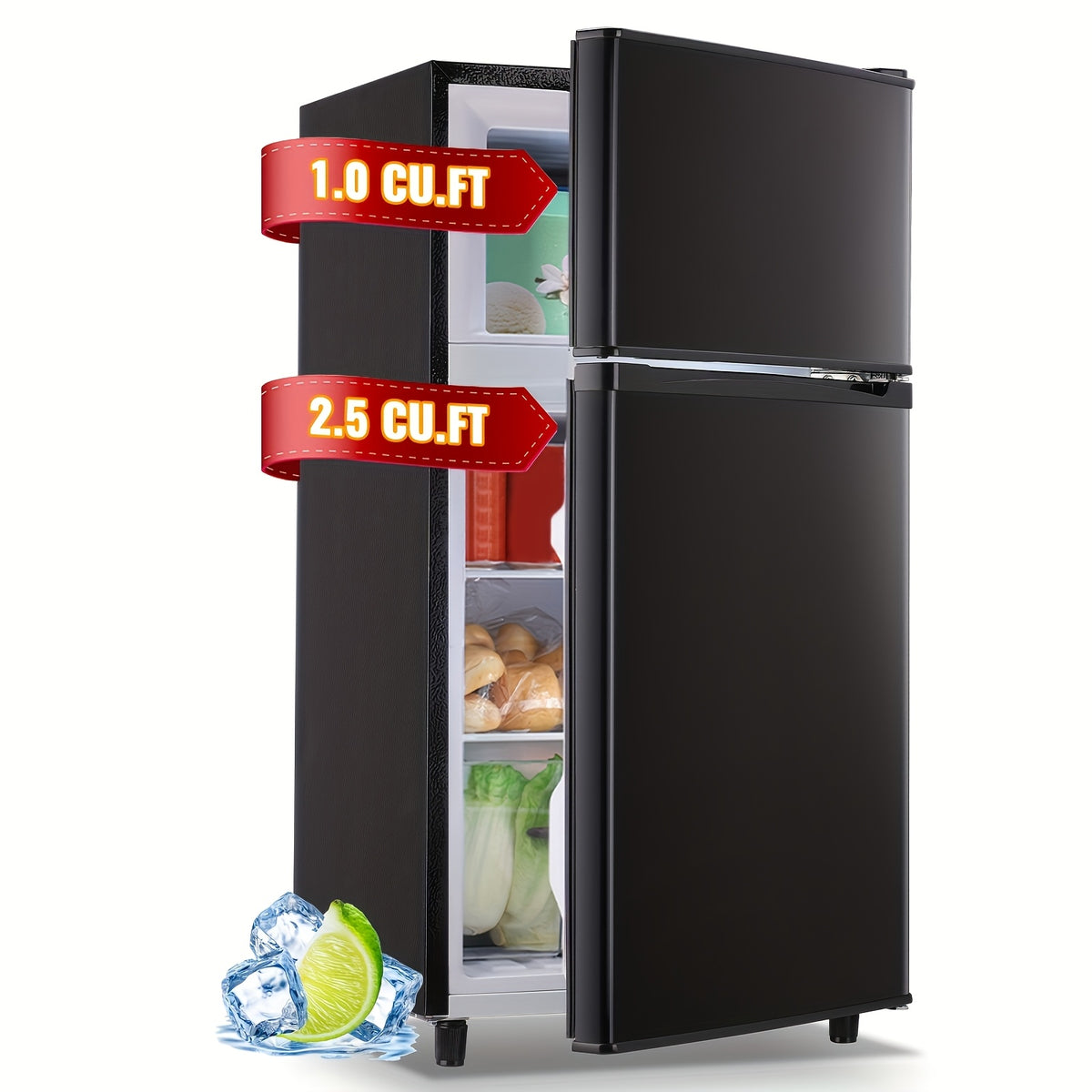 2.5/3.5/4.5 Cu.Ft Mini Fridge with Freezer, Double Door Compact Refrigerator with Adjustable Thermostat And Shelves, Small Fridge with Large Capacity, Perfect for Bedroom, Dorm, Home, Office?