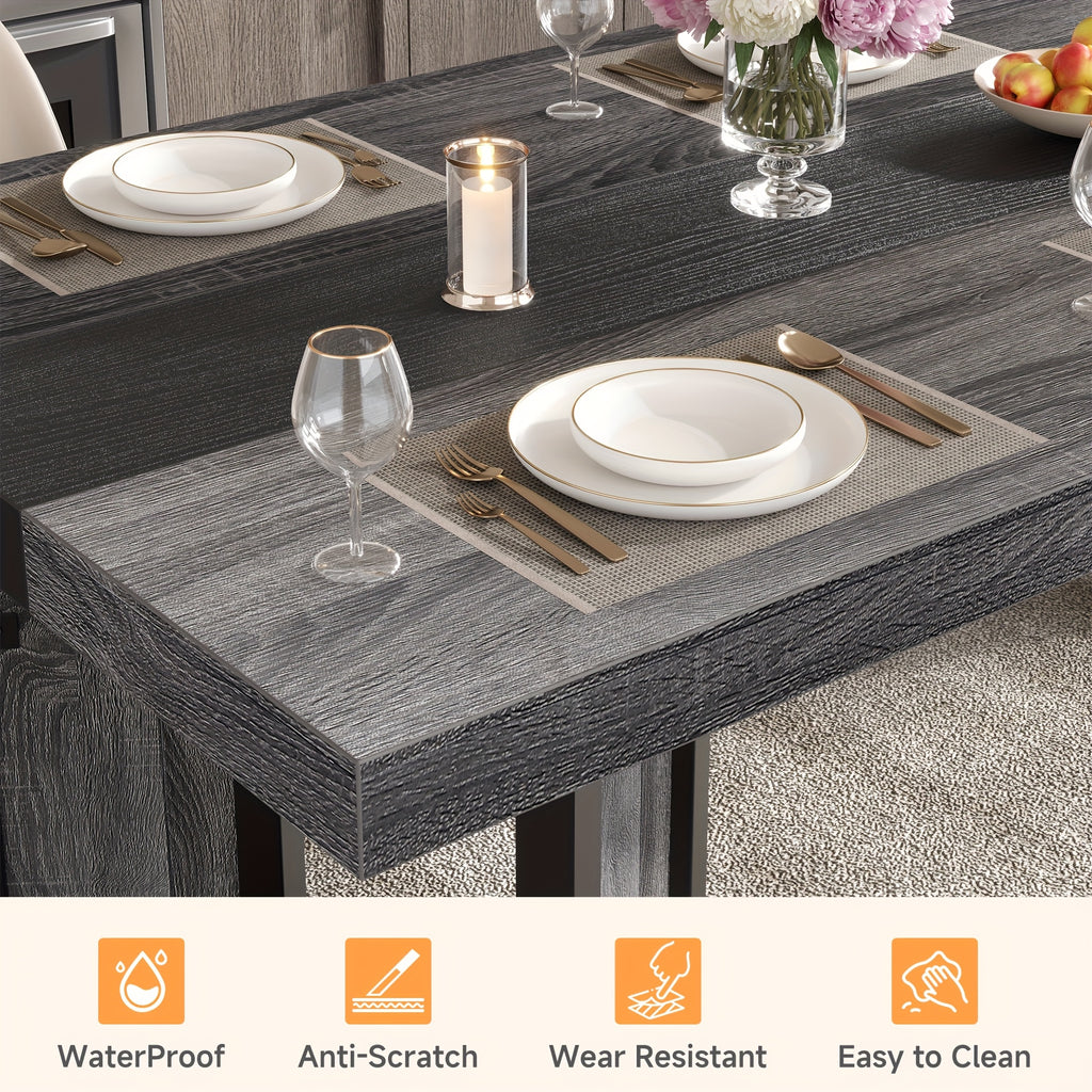 A Spacious Industrial Dining Table Designed for 6 to 8 Individuals, Measuring 71 Inches, Featuring a Robust Metal Frame And a Rustic Brown End, Perfect for Dining Rooms, Kitchens, Or Living Areas
