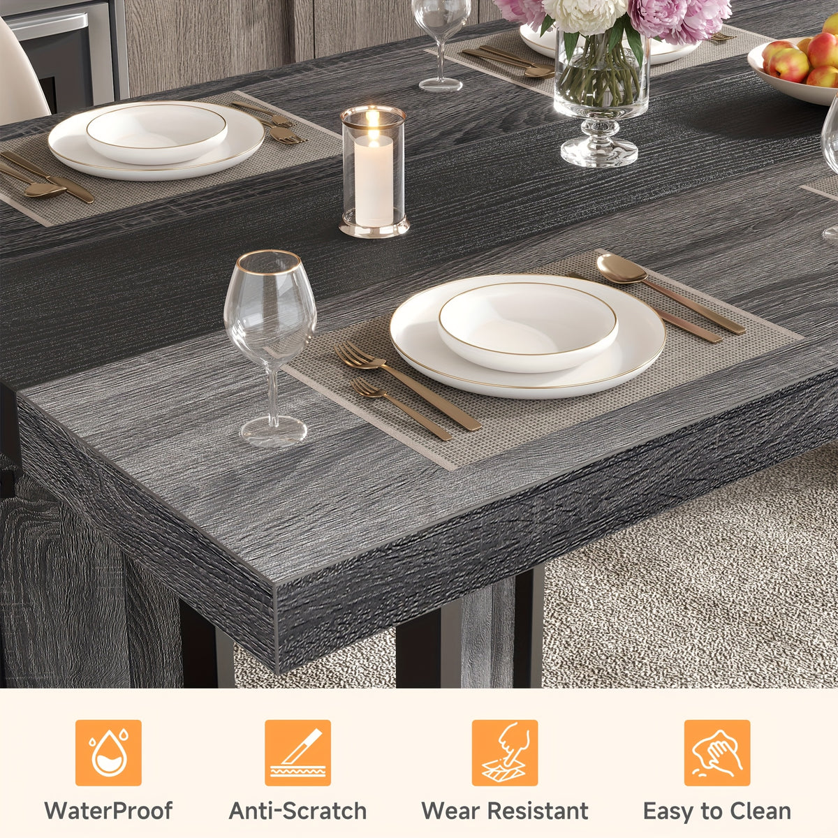 A Spacious Industrial Dining Table Designed for 6 to 8 Individuals, Measuring 71 Inches, Featuring a Robust Metal Frame And a Rustic Brown End, Perfect for Dining Rooms, Kitchens, Or Living Areas