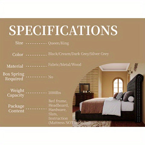 ALBOTT Upholstered Platform Bed Frame With 52.8 Inch Sleigh Headboard- Button Tufted Design, No Box Spring Required, Easy To Assemble