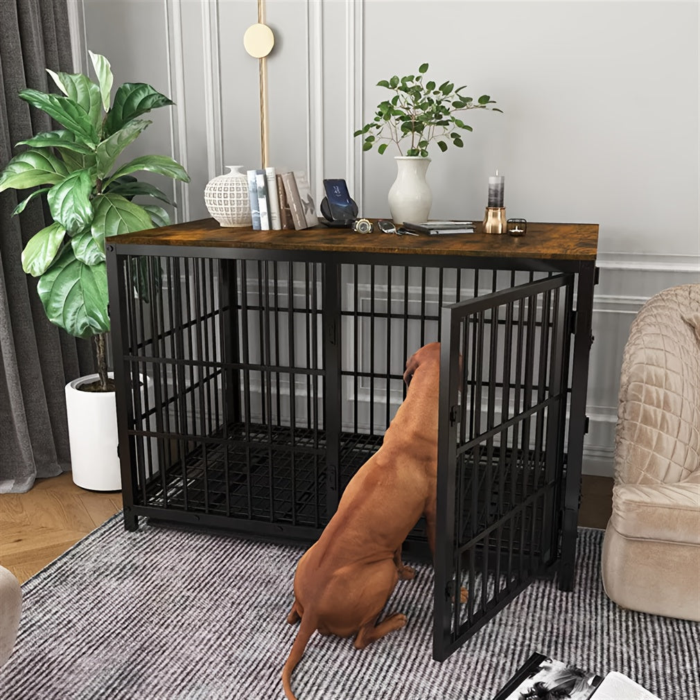 XL Large Dog Cage Heavy Duty Dog Crate Furniture, Unlimited Combinable Dog Kennel, Super Sturdy with Bottom Tray&3 Doors