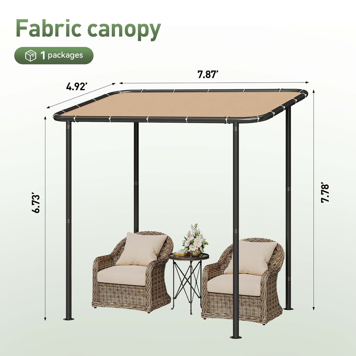 8X5FT/10x6FT/12x10FT Lean-to Gazebo Pergola - Wall Mounted Outdoor Canopy With Sloped Roof, Water And UV Resistant Awning For Patio, Deck, Backyard, Garden, Khaki
