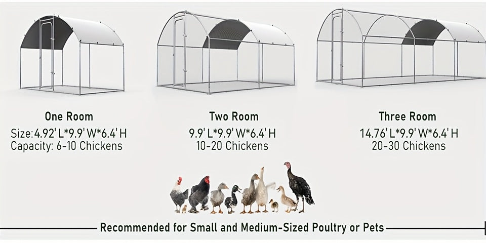 SNDM Chicken Coop Large Metal Chicken Run Upgrade Wire Mesh Chicken Pen with Water-Resident And Anti-Uv Cover, Duck Rabbit House Outdoor