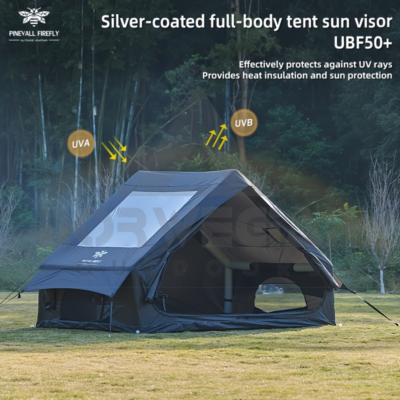 4-6 Person Inflatable Camping Tent - Easy-To-Set-Up Family Outdoor Tent with Sunshade, Windproof, Heat Insulation, And Mosquito Protection. High-Quality Design, Suitable for All Seasons, Includes Storage Bag, Air Conditioning Vent, And Chimney