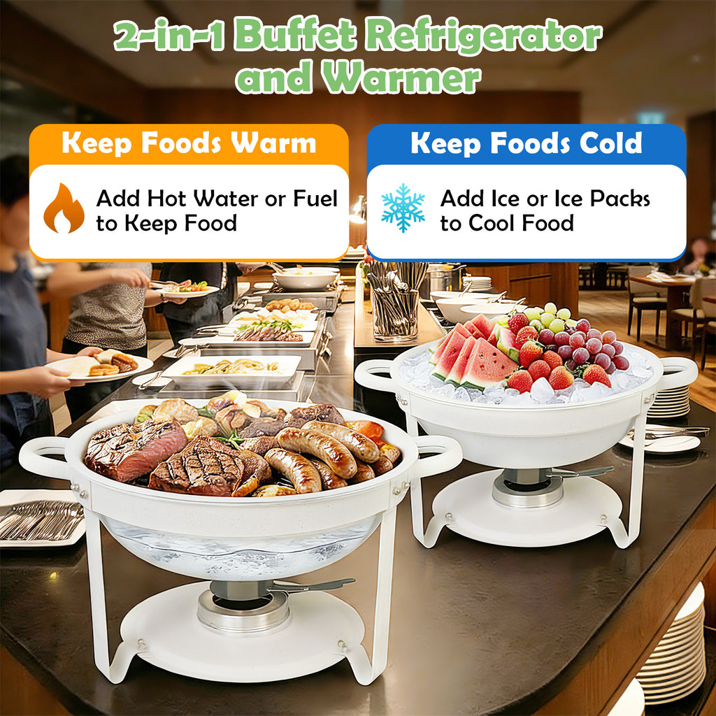 Chafing Dishes for Buffet of 1/2/4/6, 6QT White Chafing Dish Buffet Set Stainless Steel Chafer Set, Roll Edge Food Warmers for Parties, Wedding, Birthday, Church Events, Catering - Solely for Cooking
