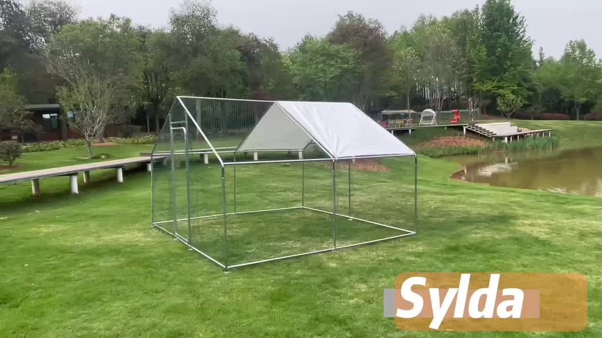 Outdoor Large Dog Kennels Playpen Crate Heavy Duty Pet Cage Enclosure Run for Yard with And UV Protected Top Cover Small Animal Run Cage Walk-In Metal Rabbit Cage Outdoor Backyard Garden