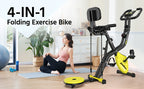HASIMAN Foldable Indoor Exercise Bike for Home Gym Workout with Twister Disk And Arm Resistance Bands, Adjustable Resistance Fullybody Fitness Exercise Cycling