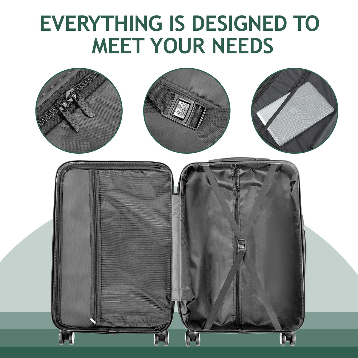 Nested Hardside Luggage Set in Purple, 4 Piece - TSA Compliant