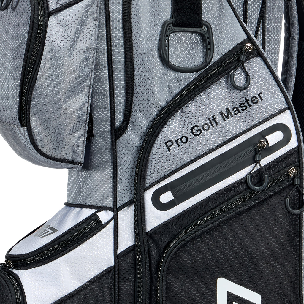 PGM Black Golf Cart Bag, 14 Way Silent Top Divider Premium Golf Bag with Ergonomic Handles & Rain Crove