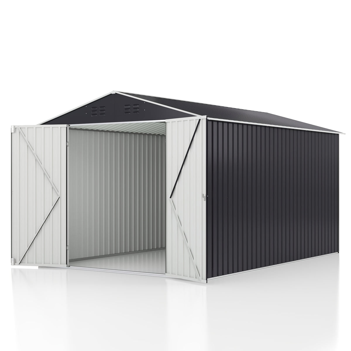 8x8 FT Storage Shed, Large Metal Tool Sheds With Lockable Doors, Outdoor Storage Shed For Backyard Garden Patio Lawn, Grey