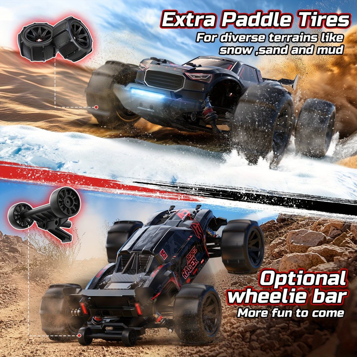 DEERC 1:14 Fast Brushless RC Car For Adults, 75KM/H High Speed 4WD Off-Road Remote Control Truck, Non-toy Product, Intended For Professional Users, Collectors, Or Dedicated Sports And Competitive Use Only, 2×3S LiPo, Off-Road Truggy With LED Light M