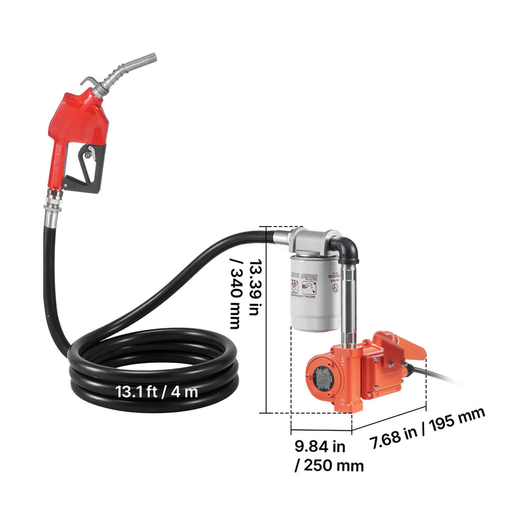 VEVOR Fuel Transfer Pump, 12V DC 10 GPM, Portable Diesel Transfer Pump Kit, with Auto Shut-Off Nozzle, Discharge Hose, Overheat Protection, Power Cable, for Gasoline Diesel Kerosene