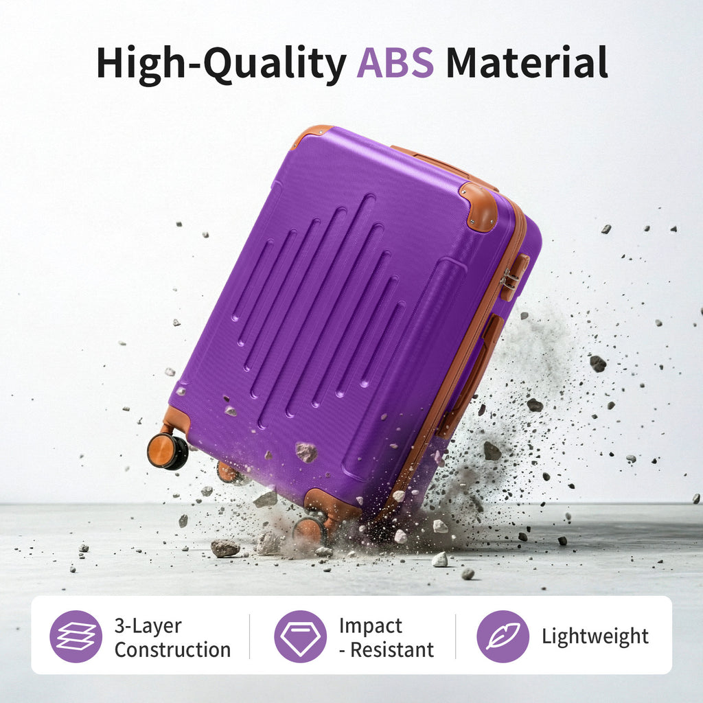 4 Pc Luggage Sets, Durable Hard Shell 4 Piece Set Suitcase with Spinner Wheels, Hardside Lightweight Luggage set, Large Travel Luggage Set (16"20" 24" 28"), mixed color
