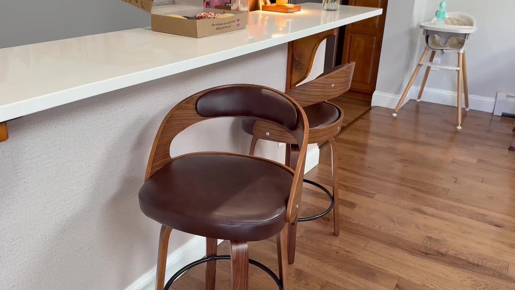 3/4pcs Modern Upholstered Bar Chair Set, 26" Counter-Height Stools With Thick Soft Cushion, Ergonomic Back Support, Solid Wood Legs & Footrest For Kitchen Island