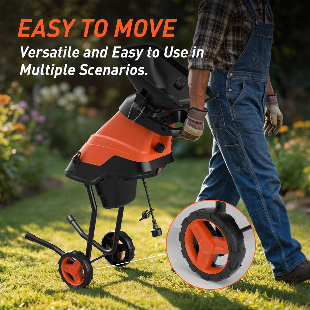 Maxlander 15-Amp Heavy-Duty Electric Wood Chipper, 11.89gal Corded Leaf Shredder, 1.75Inch Cutting Capacity, Corded Chipper With Collection Bag, Wood Chippers, Shredders, & Mulchers, Yard Waste Mulcher For Branches And Twigs