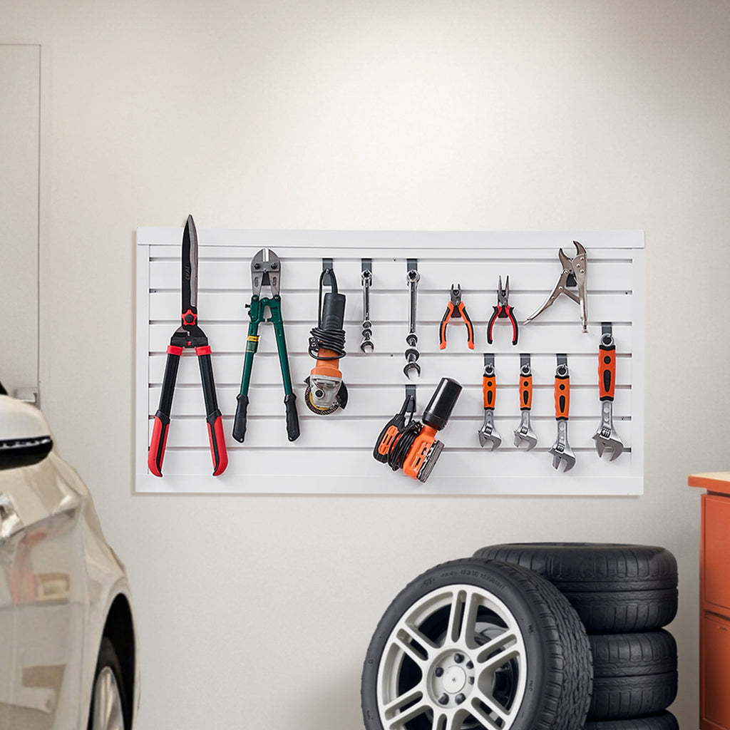 VEVOR 2 x 4 ft / 4 x 4 ft / 8 x 4 ft Slat Wall Paneling PVC White Garage Slatwall with Modular Design White/Grey/Black