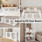 Baby Playpen Baby Fence, 2in 1 Adjustable Shape Baby Playpen, Kids Activity Centre Safety Play Yard Home Indoor Outdoor, Large Space Safe Playpen, Wardrobe Fence Storage Shelf Baby Fence with Safety Gate As Birthday Gift